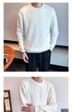 New Korean Retro Men Basic Sweater Luxury Knitted Solid Color O Neck Long Sleeve Pullover Casual Slim Premium Quality Knitwear