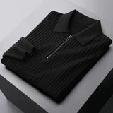 Men's Autumn Winter Fashion Casual Solid Color Pullover POLO Neck Half Zip Versatile Long Sleeve Slim Fit Sweater Knitted Tops