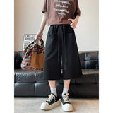 Summer Casual Pants Men Oversized Fashion White Wide Leg Pants Men Streetwear Korean Loose Cropped Trousers Mens Black Pants