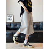 Summer Casual Pants Men Oversized Fashion White Wide Leg Pants Men Streetwear Korean Loose Cropped Trousers Mens Black Pants