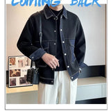 Spring Autumn New Fashion Turn-down Collar Long Sleeve Cowboy Patchwork Jackets Men's Clothing Casual Korean Button Trend Tops