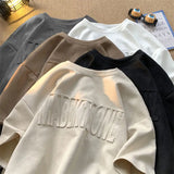 Fashion Harajuku European American suede letter graphic T shirt Street y2k men and women hip hop loose oversize short sleeves