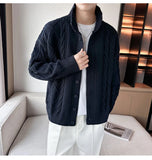 New Korean Style Jacquard Men Cardigan Jackets Fashion Luxury Knitted Button-down  Long Sleeve Sweater Coat Winter Warm Knitwear