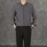 New Naples Business Men Shirts Light Luxury Textured Lapel Striped Long Sleeve Cardigan Leisure Premium Commuter Blouse S-4XL