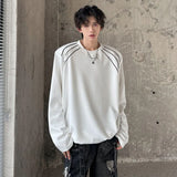 Round Collar Men's Fashion Top Pullover Long Sleeve Tees High Street Casual Male T-shirt Autumn Winter