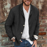 Cotton Linen Men's Extremely Thin Jacket Summer Solid Color Lapel Shirt Casual Coat Men Clothing Loose Beach Cardigan