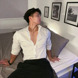 Spring Autumn Fashion Turn-down Collar Long Sleeve Solid Blouse Men's Clothing Korean Casual All-match Button Simplicity Shirts