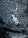 Ripped Frayed Men's Slim-fit Stretch Jeans Cotton Fashion Korean Classic Blue Black Denim Pants Streetwear Hip Hop Male Trousers