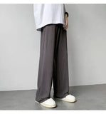 Summer Casual Pants Men Fashion Pleated Pants Men Japanese Streetwear Loose Wide Leg Pants Mens Baggy Ice Silk Trousers M-3XL