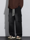New Men's Baggy Straight Cargo Jeans Elastic Waist Vintage Blue Black Smoky gray Denim Pants Fashion High Street Male Trousers