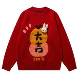 Harajuku Knitted Sweater Men Cartoon Penguin Print Pullover Japanese Casual Oversized Jumper Women Spring Autunm Streetwear Male