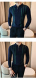 Men's Jersey Luxury Polo Neck Zipper Knit Sweater Casual Fashion Solid Color Long Sleeve Pullover Premium Quality Knitwear M-3XL