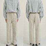 Cotton Beige Pants Men Fashion Drawstring Casual Pants Men Streetwear Korean Loose Straight Pants Mens Trousers M-2XL