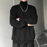 Turtle Neck Long Sleeve T-shirts Men Plus Velvet Warm Basic Solid Korean Style Loose CouplesTops Mens Clothes Streetwear Ins