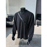 Autumn Long Sleeved T-shirt Men Fashion V-neck T-shirt Men Streetwear Hip-hop Loose Casual Pleated T Shirt Mens Top M-3XL