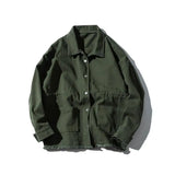 Japanese Cargo Retro Jacket Men 2025 Spring Loose Large Size Army Green Denim Jacket Preppy Trendy High-end Simple Jacket Chic