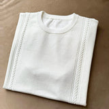 New Fashion Men Business Tops Light Luxury Leisure Knitted O Neck T-shirts for Man Popular Cleanfit Style Short Sleeve Knitwear