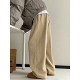 Winter Thick Casual Pants Men Warm Straight Velvet Pants Men Streetwear Loose Wide Leg Pants Mens Thicken Lamb Wool Trousers