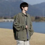 Mens Lightweight Jacket Spring Summer Two Large Pockets Loose Fit Plus Size Casual Comfort Breathable Fabric Sun protection Coat