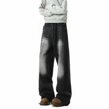 Spring Men's Denim Pants Vintage blue Washed Male Jeans Straight Casual Menwear Loose Wide Leg Trousers New Fashion jeans