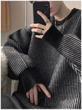New Japanese Trendy Men Sweater High Street Patchwork Knitted O Neck Long Sleeve Pullover Casual Loose Premium Quality Knitwear