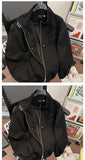 American Cityboy Jacket Wash Canvas Deconstructed Stand Collar Coat Design Sense Top Spring Autumn Korean Trend Bomber Jacket