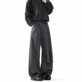 Belt Suit Pants Men Oversized Society Mens Black Dress Pants Korean Loose Wide Leg Pants Mens Office Formal Trousers M-3XL