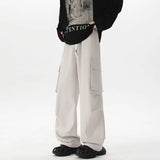Summer Casual Pants Men Retro Pocket Cargo Pants Men Japanese Streetwear Hip-hop Loose Wide Leg Pants Mens Vintage Trousers