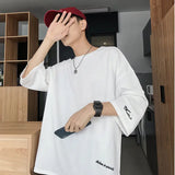 Summer Short Sleeved T-shirt Men Oversized Black White Casual T Shirt Men Streetwear Hip-hop Loose Ice Silk T Shirt Mens Top