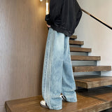 Winter Velvet Wide Leg Jeans Side Striped Straight Casual Fashion Denim Trousers Hip Hop Streetwear Warm Pants Plus Size 8XL-M