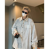 Corduroy Printed Work Shirts Men's Single Breasted Casual Jacket Coats Men Korean Fashion Cityboy Long-sleeve Simple Shirt