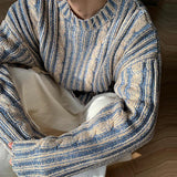 Autumn Clothing Men's Knitted Printed Luxury Jacquard Pullovers Sweater Solid Color Loose O Neck Long Sleeve Vintage Knitwear