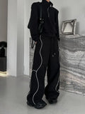 American High Street Style Retro Trend Functional Style Drawstring Loose Sports Wide-leg Trousers Autumn Winter New Style Pants