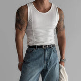 Mens Shaping Stretch Knit Vest Genderless New Fitness Sports Tight Breathable Sweat-Absorbent Solid Color Tank Top Unisex