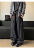 Baggy Jeans Men Distressed Wash Cargo Trousers Streetwear Wide Leg Drop Croch Hip Hop Joggers with Big Pockets for Teen Boys