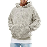 Autumn Winter Men's Tops Plush Hooded Sweater Fashion Solid Warm Hoodies Y2K Streetwear in Hooded Sweatshirts Mens Clothes