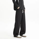 Men Casual Pants Spring Summer Straight Wide Leg Elastic Waist Patchwork Solid Color Plus Size Relaxed Fit Comfort Stretch Breat