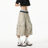 Mens Cropped Casual Pants Loose New Cotton Cargo Multi Pocket Workwear Summer Outdoor Utility Stretch Comfort Relaxed Fit