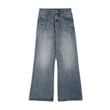 New Fashion Lightning Crack Men's Baggy Straight Jeans Vintage Blue Bootcut Trousers Personality Streetwear Male Denim Pants