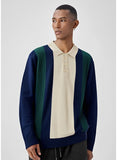New British Business Men Polo Neck Sweater Light Luxury Commuter Patchwork Knit Long Sleeve Tops Smart Casual Premium Knitwear