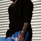 Street Fashion Round Neck Solid Color Loose T-Shirt Straight Mens Autumn Running Fitness Training Sports Leisure Long Sleeve Top