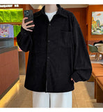 2025 Autumn Winter New Mens Long Sleeve Casual Corduroy Shirt Square Collar Loose Fit Classic Fashion Trendy Outdoor Comfort