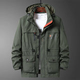 Men cargo Outdoor Multi-Pocket Jacket Windbreaker Vintage Men's Cargo Jacket Casual Solid Coat Mens Clothes Retro Jackets