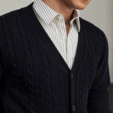 New Men Luxury Knitted Cardigan Jacket Fashion V Neck Button Sweater Long Sleeve Streetwear Leisure Premium Coat Autumn Knitwear