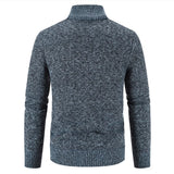 Autumn Winter Jacket Men Coats Casual Stand Collar Zip Solid Color Sweater Men Slim Fit Thick Warm Fleece Knitting Pullovers