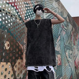 Plus Size Summer Men Clothing Worn-out Tank Tops Sweatshirt Sleeveless T Shirt Vest Mens Workout Undershirt Hip Hop Vest
