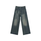 Summer Men Wash Jeans Male New Fashion Straight Wide Leg Baggy Loose Denim Trousers High Street Hot Sale Casual Trousers