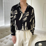Slim Fit Long Sleeve Printed Shirt Men Comfortable Trendy Fashion Youth Casual Stylish Top 2025 New Design Hot Sale Modern