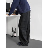 Spring Unisex Loose Wide Leg Cargo Pants Elastic Waist Side Pocket Workwear Casual Wear Trendy Men Women Outdoor Comfort Pleats