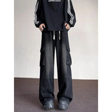 New American Men and Women Trendy Personalized Straight Tube Washed Jeans Couple Spring and Autumn Retro Casual Pants y2k